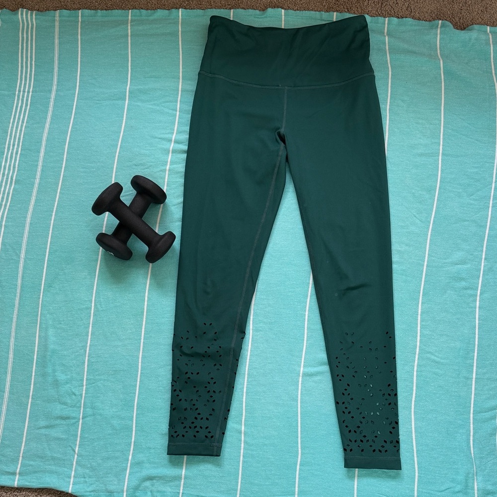 Zella Green High-Waisted Leggings with Cutout Design